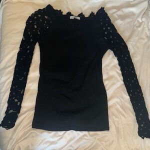 Elegant Black Lace Sleeve Top